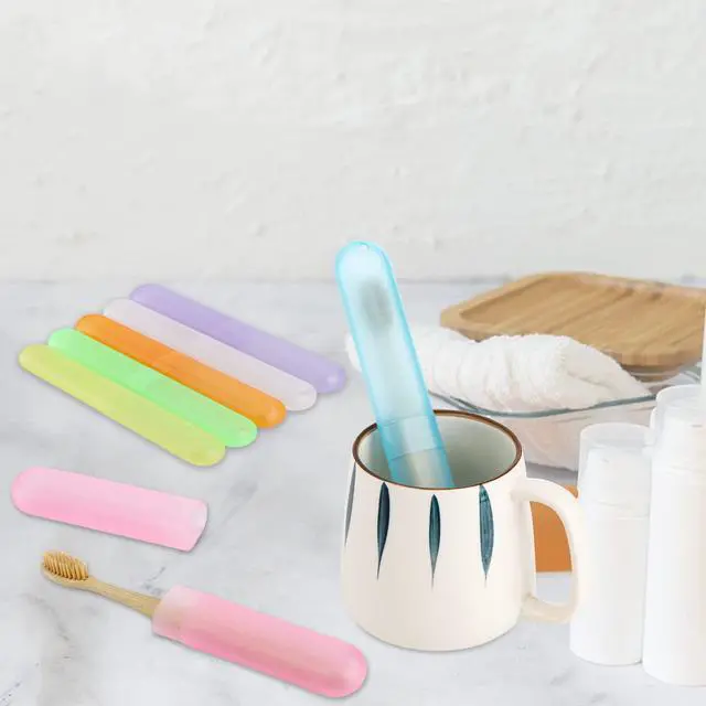 Alt view image 4 of 7 - 35 Pieces Travel Toothbrush Case, 7 Colors Portable Plastic Dust-proof Breathable Toothbrush Holder for Travel, Camping, Home, School, Business