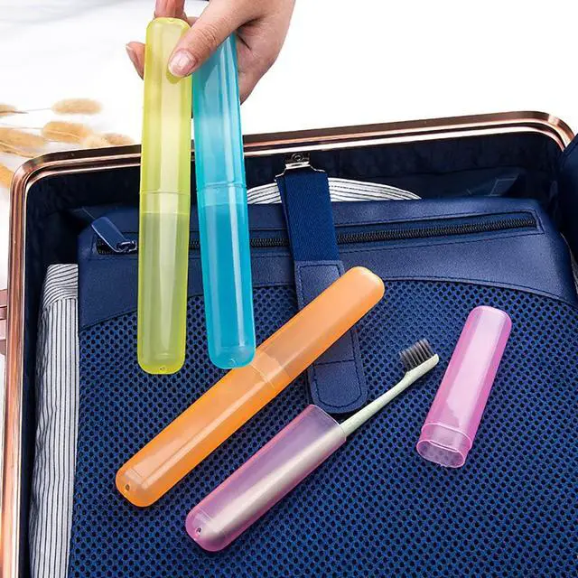 Alt view image 6 of 7 - 35 Pieces Travel Toothbrush Case, 7 Colors Portable Plastic Dust-proof Breathable Toothbrush Holder for Travel, Camping, Home, School, Business