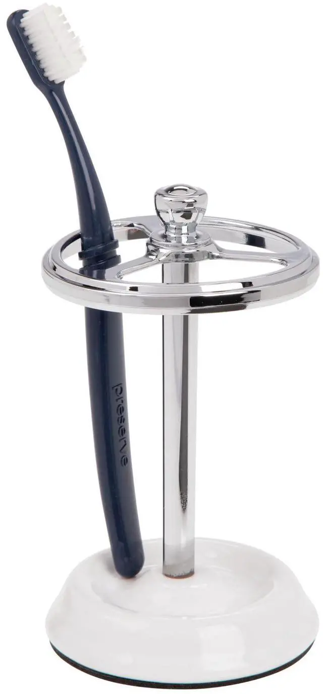 Main image of 3-Section Toothbrush Holder, White/Chrome