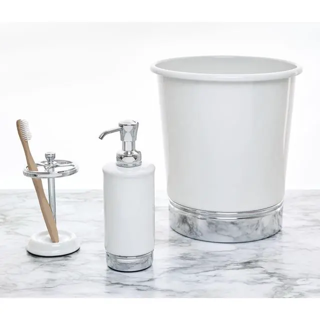 Alt view image 3 of 3 - 3-Section Toothbrush Holder, White/Chrome