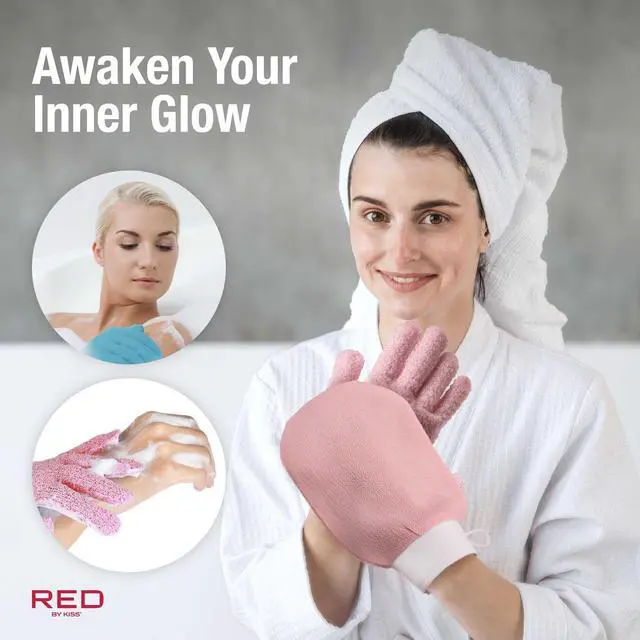 Alt view image 5 of 6 - Body Exfoliating Bath & Shower Medium Mitten Gloves, One Size Fits Most, Buffs Away Dead Skin & Impurities, Ideal for Smoother, Softer Skin