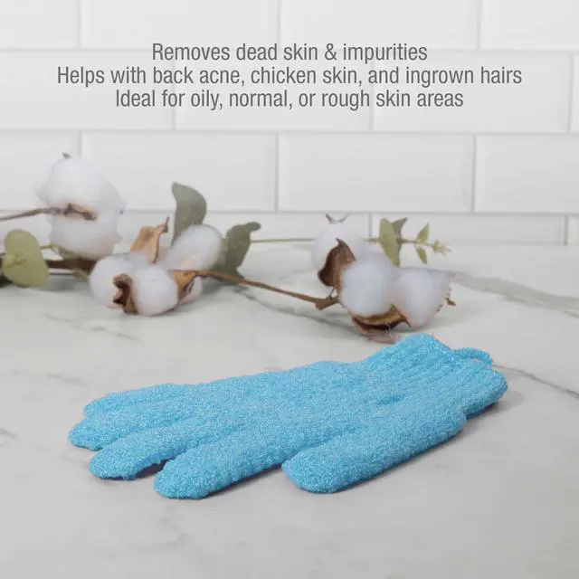 Alt view image 6 of 6 - Body Exfoliating Bath & Shower Medium Mitten Gloves, One Size Fits Most, Buffs Away Dead Skin & Impurities, Ideal for Smoother, Softer Skin