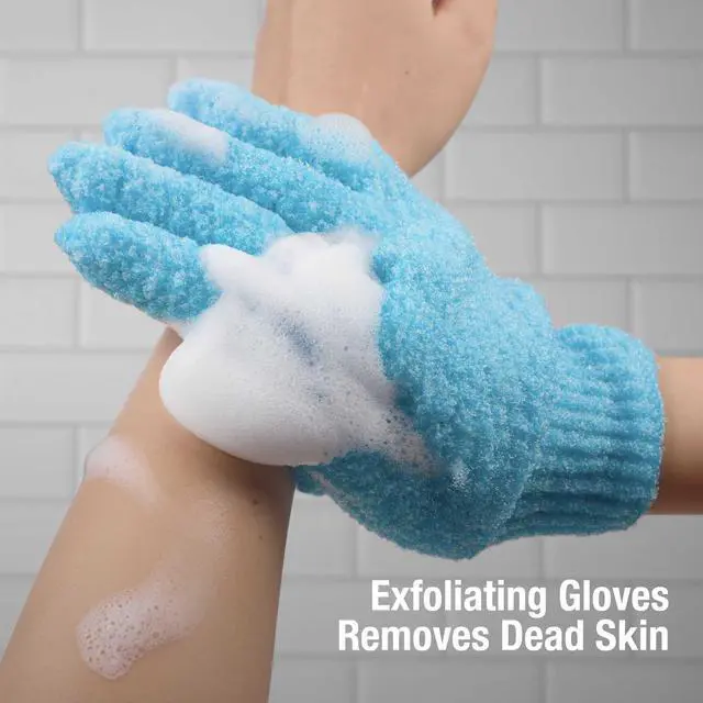 Alt view image 3 of 6 - Body Exfoliating Bath & Shower Medium Mitten Gloves, One Size Fits Most, Buffs Away Dead Skin & Impurities, Ideal for Smoother, Softer Skin