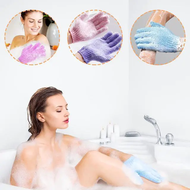 Alt view image 7 of 7 - 30 Pcs Exfoliating Gloves for Shower, 15 Colors Body Exfoliator Glove with Hanging Loop, Scrub Exfoliate Glove Mitt Bath Face Spa Hand Scrubber Wash Deep Scrubbing Dead Skin for Women Men