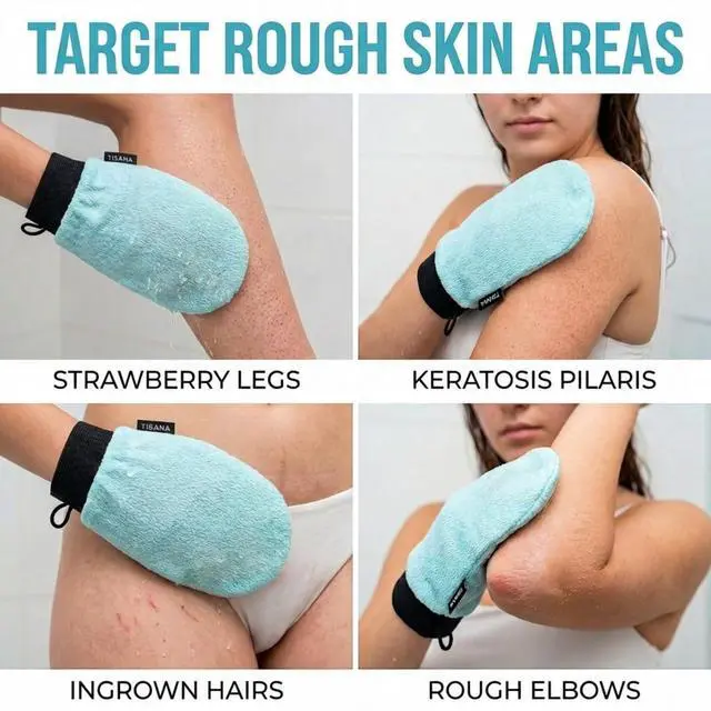 Alt view image 4 of 7 - Exfoliating Glove for Shower Dual-Sided Scrubber Mitt Deep Exfoliation Washcloth Mittens Dead Skin & Tan Remover for Body Body & Face Exfoliator Loofah Wash Cloths for Showering (1-Pack)