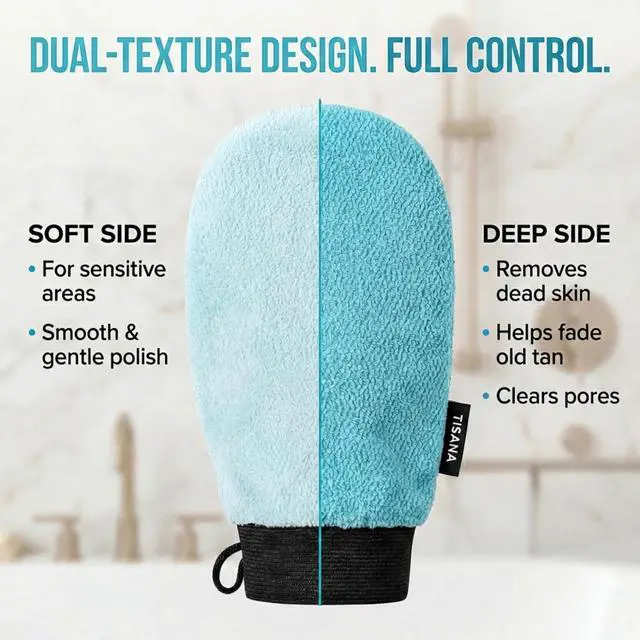 Alt view image 3 of 7 - Exfoliating Glove for Shower Dual-Sided Scrubber Mitt Deep Exfoliation Washcloth Mittens Dead Skin & Tan Remover for Body Body & Face Exfoliator Loofah Wash Cloths for Showering (1-Pack)
