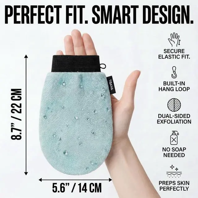 Alt view image 7 of 7 - Exfoliating Glove for Shower Dual-Sided Scrubber Mitt Deep Exfoliation Washcloth Mittens Dead Skin & Tan Remover for Body Body & Face Exfoliator Loofah Wash Cloths for Showering (1-Pack)