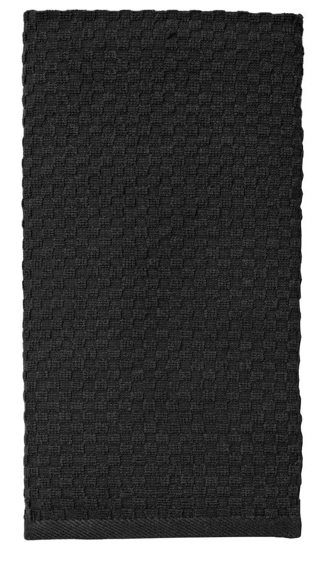 Alt view image 3 of 6 - Amazing Kitchen Towels - Set of 12 Terry Towels - 100% Cotton Euro Café Waffle Weave Dish Towel Set - Soft Absorbent Quick Dry Low Lint Reusable Pantry Bar Cleaning Cloth - 16x28 - Black