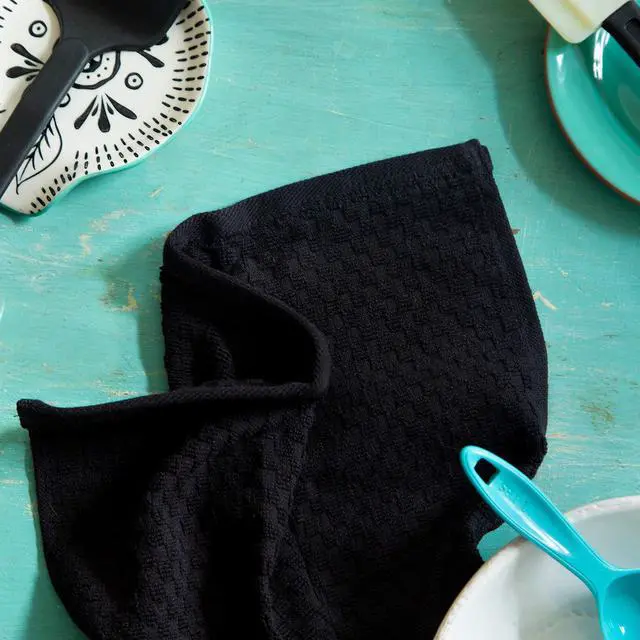 Alt view image 6 of 6 - Amazing Kitchen Towels - Set of 12 Terry Towels - 100% Cotton Euro Café Waffle Weave Dish Towel Set - Soft Absorbent Quick Dry Low Lint Reusable Pantry Bar Cleaning Cloth - 16x28 - Black