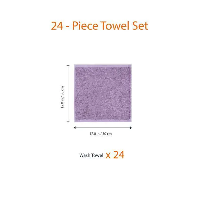 Alt view image 3 of 5 - Highly Absorbent, Fast Drying 100% Cotton Washcloths for Bathroom, Machine Washable, 12 x 12 inches, Lavender, 24-Pack