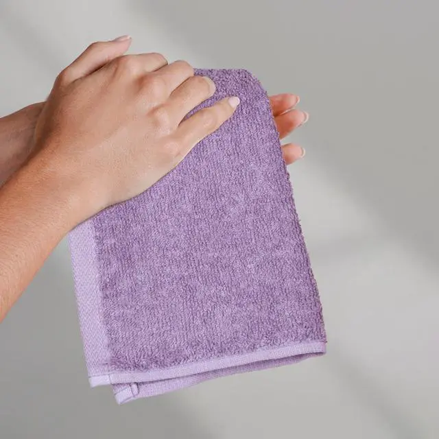 Alt view image 4 of 5 - Highly Absorbent, Fast Drying 100% Cotton Washcloths for Bathroom, Machine Washable, 12 x 12 inches, Lavender, 24-Pack