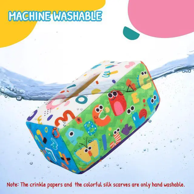 Alt view image 6 of 7 - Baby Tissue Box Toy - Montessori Baby Toys for 6-12 Months 1 Year Old Boy Girl - Soft Crinkle Sensory Toys for Infant Toddlers - Easter Basket Essentials Stuffers - Baby Boy Girl Gifts