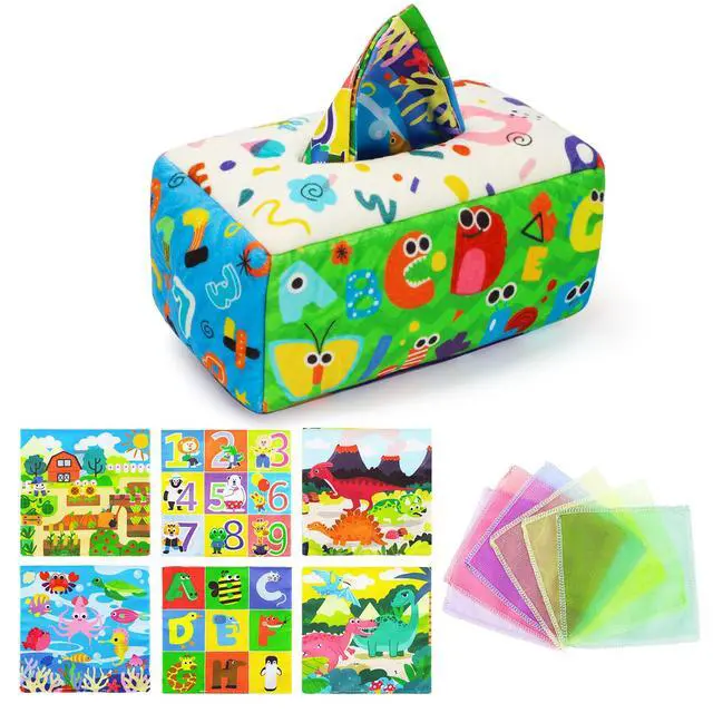 Alt view image 7 of 7 - Baby Tissue Box Toy - Montessori Baby Toys for 6-12 Months 1 Year Old Boy Girl - Soft Crinkle Sensory Toys for Infant Toddlers - Easter Basket Essentials Stuffers - Baby Boy Girl Gifts