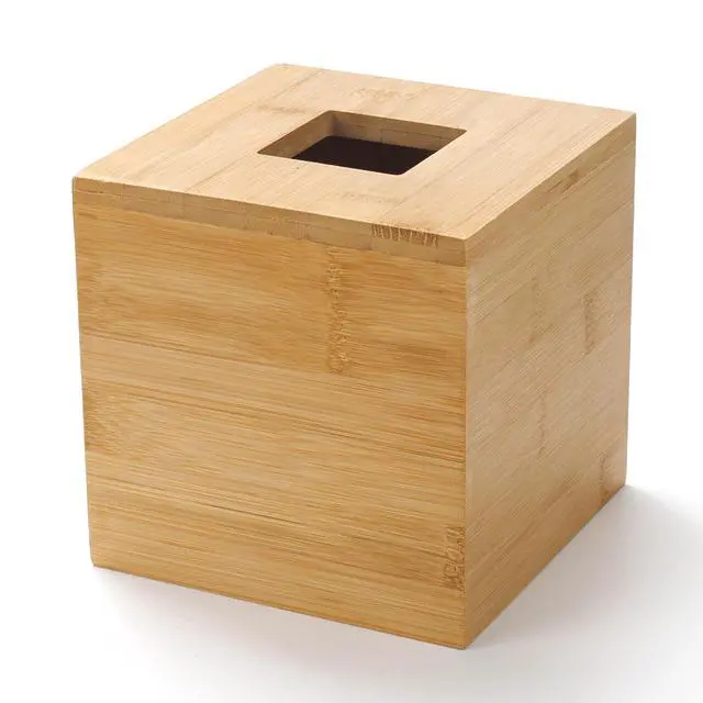 Alt view image 4 of 7 - Bamboo Tissue Box Cover, Square Wood Tissue Box Holder, Wooden Facial Paper Holder for Bathroom, Bedroom, Dinner Table, Office (Square - 1 Pack)