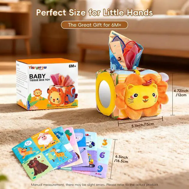 Alt view image 7 of 7 - Baby Tissue Box Toy - Montessori Sensory Toys for 6-12 Months Infant, Baby Toys 6 7 8 9 Month - 1 Year Old with 6 Crinkle Tissues & 10 Scarves, Developmental Tissue Pulling Toy Boy Girl Birthday Gift