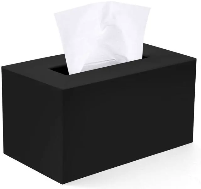 Main image of Rectangle Tissue Box Cover | Fits Tall Tissue Boxes | Black Tissue Box Holder for Bathroom | Premium Acrylic Tissue Cover