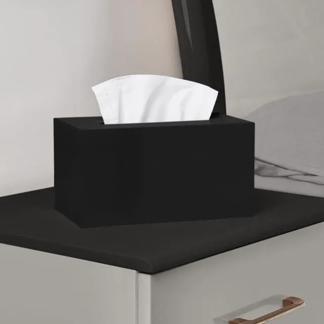 Alt view image 5 of 7 - Rectangle Tissue Box Cover | Fits Tall Tissue Boxes | Black Tissue Box Holder for Bathroom | Premium Acrylic Tissue Cover