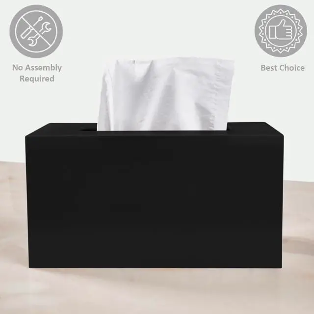Alt view image 7 of 7 - Rectangle Tissue Box Cover | Fits Tall Tissue Boxes | Black Tissue Box Holder for Bathroom | Premium Acrylic Tissue Cover
