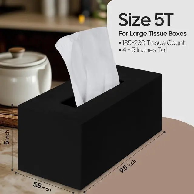 Alt view image 4 of 7 - Rectangle Tissue Box Cover | Fits Tall Tissue Boxes | Black Tissue Box Holder for Bathroom | Premium Acrylic Tissue Cover
