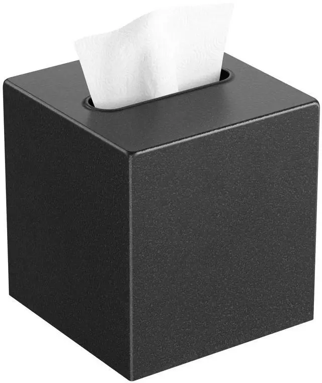 Main image of Metal Tissue Box Cover, Square Tissue Box Holder Modern Decor Facial Napkin Holder Tissue Box Dispenser for Bathroom Vanity Countertop, Living Room, Bedroom, Office | Dark Pebble Grain