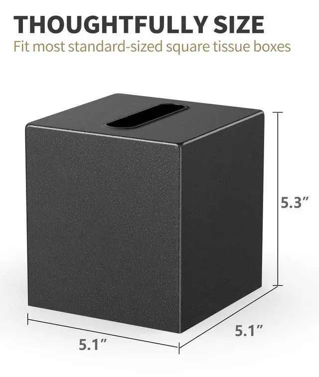 Alt view image 7 of 7 - Metal Tissue Box Cover, Square Tissue Box Holder Modern Decor Facial Napkin Holder Tissue Box Dispenser for Bathroom Vanity Countertop, Living Room, Bedroom, Office | Dark Pebble Grain