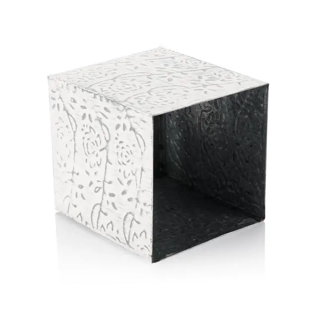Alt view image 6 of 7 - Country Chic Modern Farmhouse Tissue Box Holder, Decorative Metal Tissue Cover, Rustic Square White Style