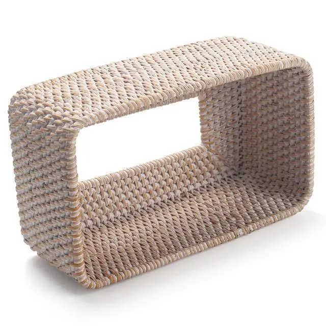 Alt view image 3 of 7 - Rattan Tissue Box Cover, Rectangular Wicker Tissue Box Holder, Decorative Woven Facial Tissue Holder for Bathroom, Kitchen, Living Room, Bedroom (Whitewash)
