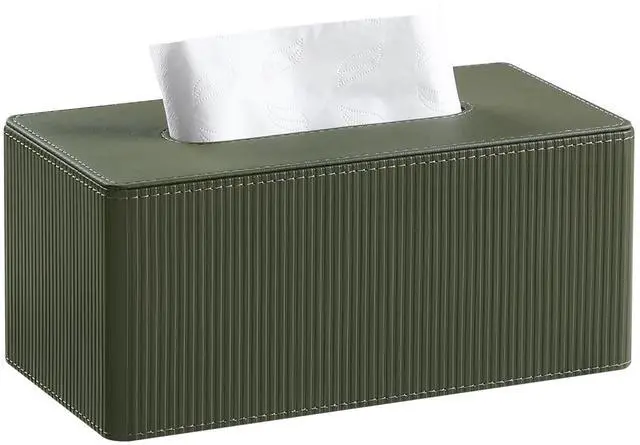 Main image of PU Leather Tissue Box Cover Rectangle with Magnetic Closure, Modern Tissue Box Holder for Bathroom NightStands Livingroom, Decorative Tissue Holder for 120(3-Ply)/160(2-Ply) Tissue Box (Green)