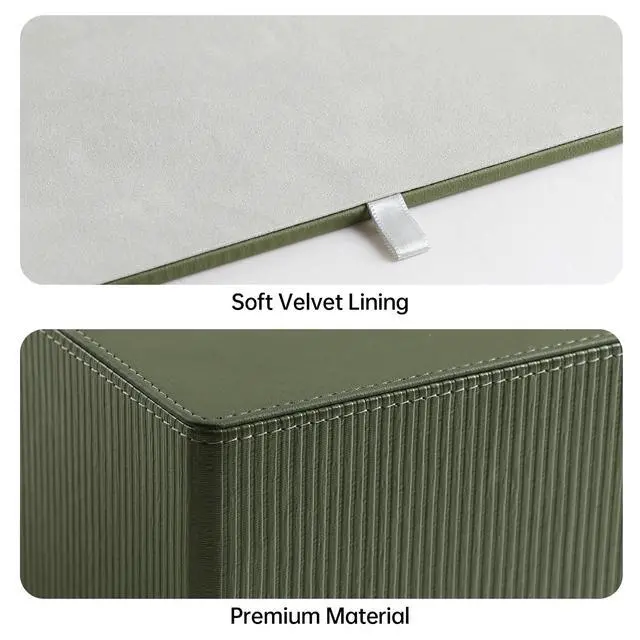 Alt view image 4 of 7 - PU Leather Tissue Box Cover Rectangle with Magnetic Closure, Modern Tissue Box Holder for Bathroom NightStands Livingroom, Decorative Tissue Holder for 120(3-Ply)/160(2-Ply) Tissue Box (Green)