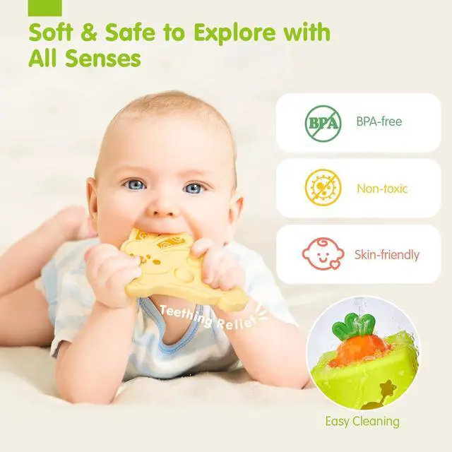 Alt view image 6 of 7 - Silicone Baby Tissue Box Toy - Baby Toys 6-12 Months Montessori Toys for 6 Month Old Babies, 6-in-1 Soft Busy Activity Cube with Scarves, Crinkle, Textures, Mirror, Sensory Popper 9 Month Old
