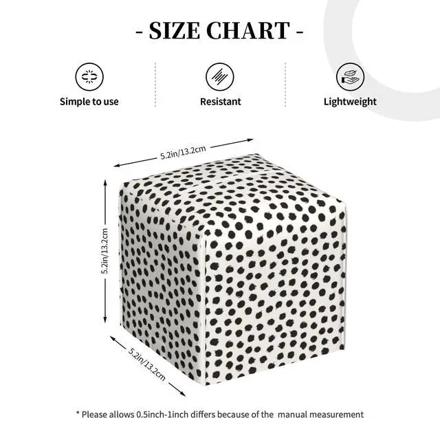 Alt view image 4 of 7 - Polka Dot Black Circle Tissue Box Cover Square,Abstract Round Brush Strokes Tissue Box Holder Waterproof Leather Facial Paper Organizer Dispenser for Bathroom Home Car Nightstand Vanity Desk