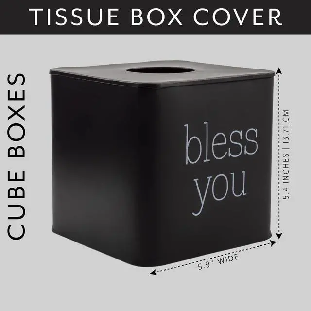 Alt view image 6 of 7 - Square Tissue Box Cover (Black); Modern Farmhouse Enamelware Tissue Holder