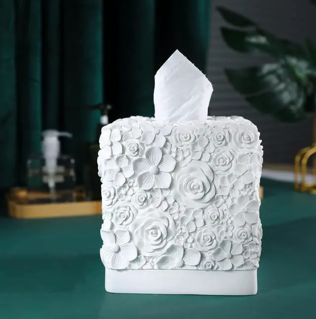 Alt view image 5 of 7 - Modern Square Tissue Box Cover Holder,Bathroom Accessories Decor Unique Design Tissue Box Cover for Bathroom Vanity Counter Tops Also Great for Bedrooms and Living Rooms