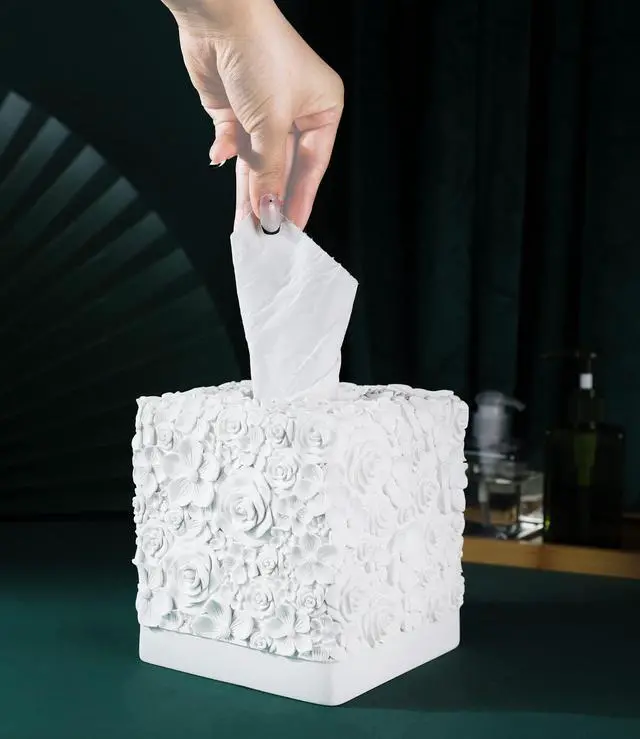 Alt view image 7 of 7 - Modern Square Tissue Box Cover Holder,Bathroom Accessories Decor Unique Design Tissue Box Cover for Bathroom Vanity Counter Tops Also Great for Bedrooms and Living Rooms