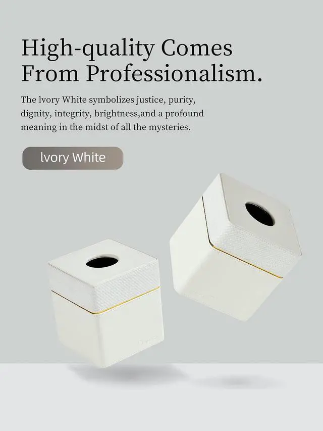Alt view image 5 of 7 - Tissue Box Holder Cover Square, Modern PU Leather Decorative Tissue Cube Holder Organizer-Woven White