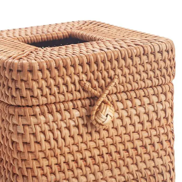 Alt view image 4 of 7 - Rattan Tissue Box Cover Natural Woven Facial Napkin Holder Square with Lid 5.7 x 5.7 x 5.5 Inch (Natural)