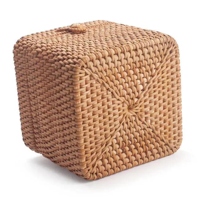 Alt view image 5 of 7 - Rattan Tissue Box Cover Natural Woven Facial Napkin Holder Square with Lid 5.7 x 5.7 x 5.5 Inch (Natural)