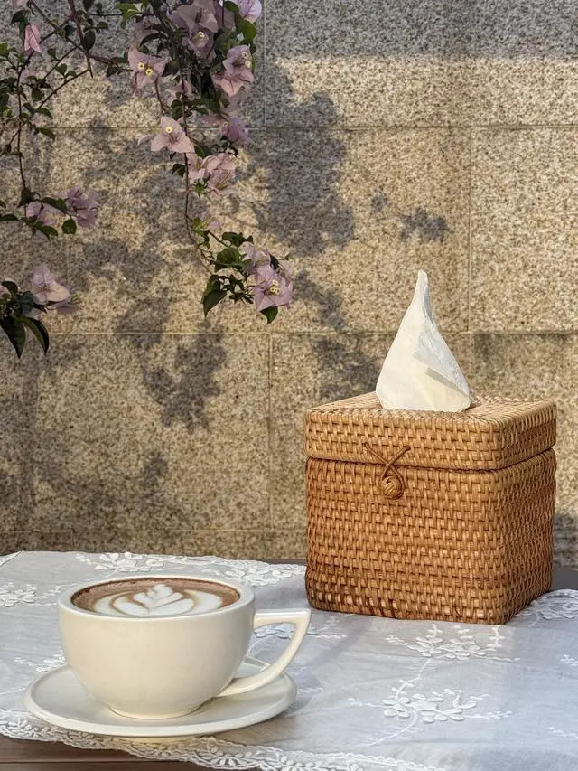 Alt view image 6 of 7 - Rattan Tissue Box Cover Natural Woven Facial Napkin Holder Square with Lid 5.7 x 5.7 x 5.5 Inch (Natural)