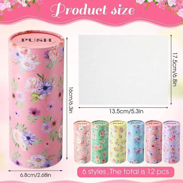 Alt view image 2 of 6 - 12 Pcs Spring Floral Car Tissues Cylinder Holder Flowers Round Tissue Box Cup Holder 3 Ply Facial Napkins Napkins Container for Car Home Office Dispenser Travel