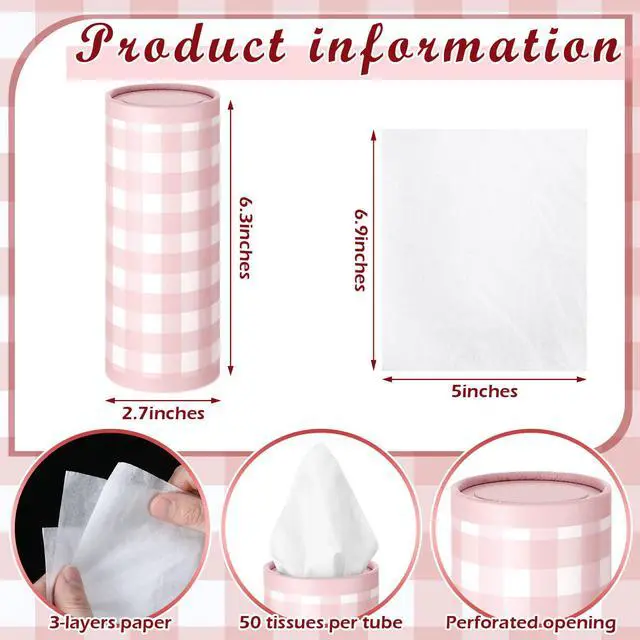 Alt view image 3 of 7 - 12 Pack Spring Tissue Boxes for Car Cylinder Bulk Colorful Plaid Round Cylinder Holder with 3 Ply Facial Tissues for Spring Easter Travel Bathroom Office Decoration Supplies