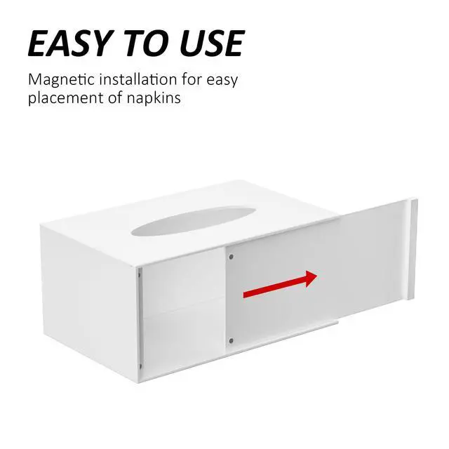 Alt view image 4 of 7 - White Acrylic Tissue Box Cover Rectangular,Acrylic Tissue Dispenser with Storage Tray for Bathroom Kitchen Home Office(White, 9.85x4.5x6.3)
