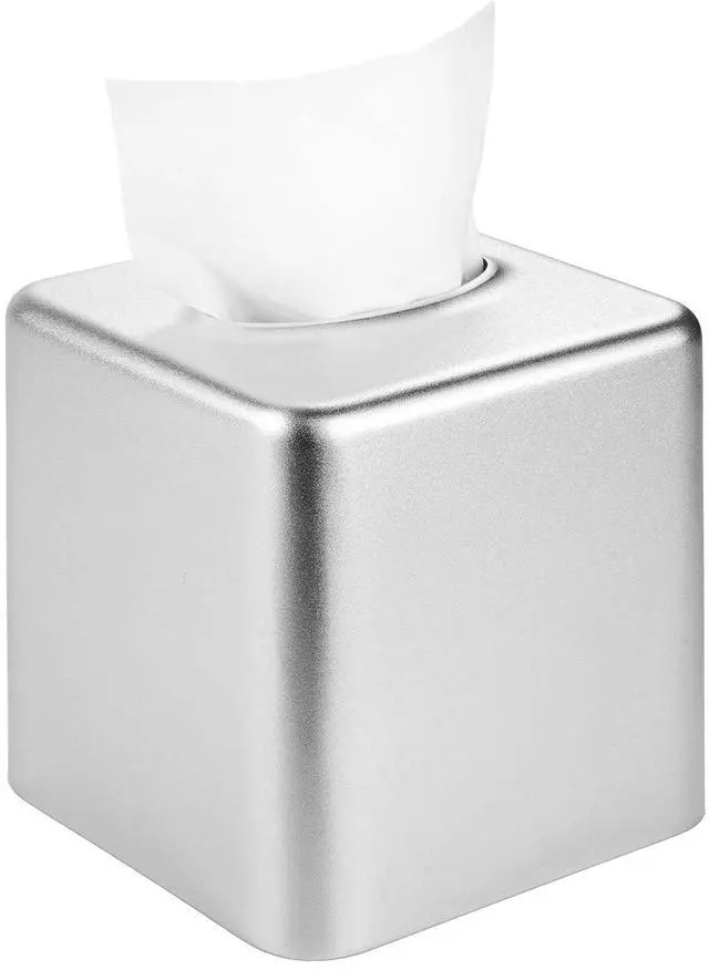 Main image of Tissue Box Cover, Square Metal Tissue Box Holder Modern Decor Facial Napkin Holder Tissue Box Dispenser for Bathroom Vanity Countertop, Living Room, Bedroom, Office - Silver