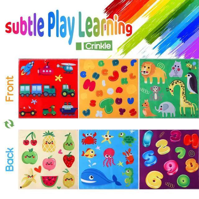 Alt view image 4 of 7 - Baby Toys 6 to 12 Months - Tissue Box Toy Montessori for Babies 6-12 Months, Soft Stuffed High Contrast Crinkle Infant Sensory Toys, Boys&Girls Kids Early Learning Gifts