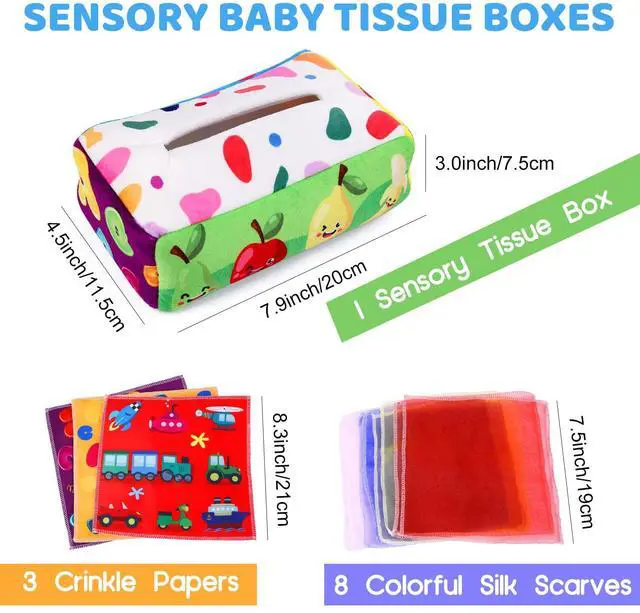 Alt view image 7 of 7 - Baby Toys 6 to 12 Months - Tissue Box Toy Montessori for Babies 6-12 Months, Soft Stuffed High Contrast Crinkle Infant Sensory Toys, Boys&Girls Kids Early Learning Gifts