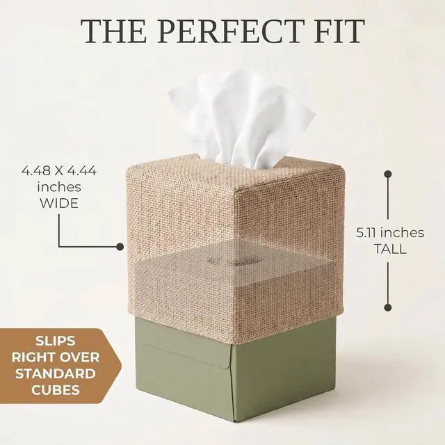 Alt view image 2 of 7 - Stylish Tissue Box Cover - Burlap Soft Fabric Slip-On Covers Tissue Box