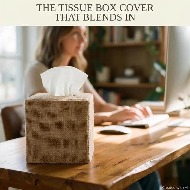 Alt view image 7 of 7 - Stylish Tissue Box Cover - Burlap Soft Fabric Slip-On Covers Tissue Box