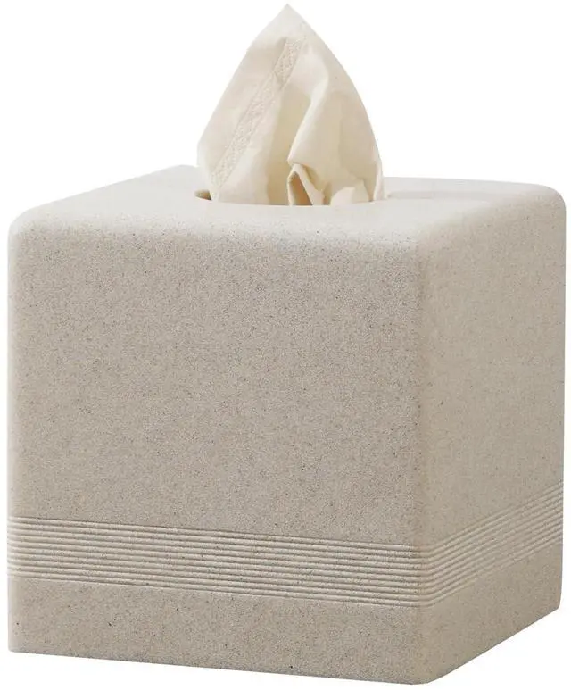 Main image of Tissue Box Cover Square, Resin Facial Tissue Holder Covers Cube Toilet Paper Holder Case Dispenser Home Decorative for Bathroom Kitchen Bedroom Living Room Office (Beige)