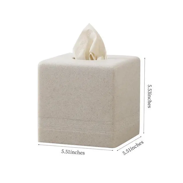 Alt view image 3 of 7 - Tissue Box Cover Square, Resin Facial Tissue Holder Covers Cube Toilet Paper Holder Case Dispenser Home Decorative for Bathroom Kitchen Bedroom Living Room Office (Beige)