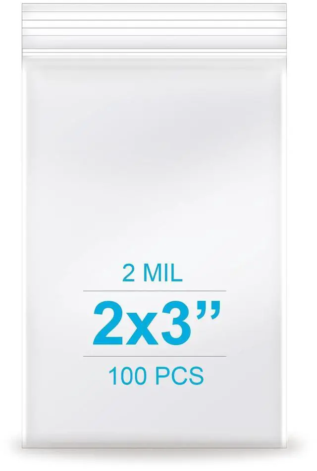 Main image of 2''x 3'', (Pack of 100) Thick Clear Plastic Reclosable Zip Poly Bags with Resealable Lock Seal Zipper for Photo, Jewelry, Bakery, Treats, Travel, Storage, Packaging & Shipping
