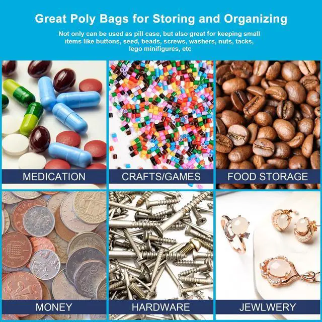 Alt view image 7 of 7 - 2''x 3'', (Pack of 100) Thick Clear Plastic Reclosable Zip Poly Bags with Resealable Lock Seal Zipper for Photo, Jewelry, Bakery, Treats, Travel, Storage, Packaging & Shipping